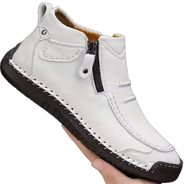 Chelsea plus size men's casual slip-on flat high top shoes artificial PU upper animal pattern sewn line