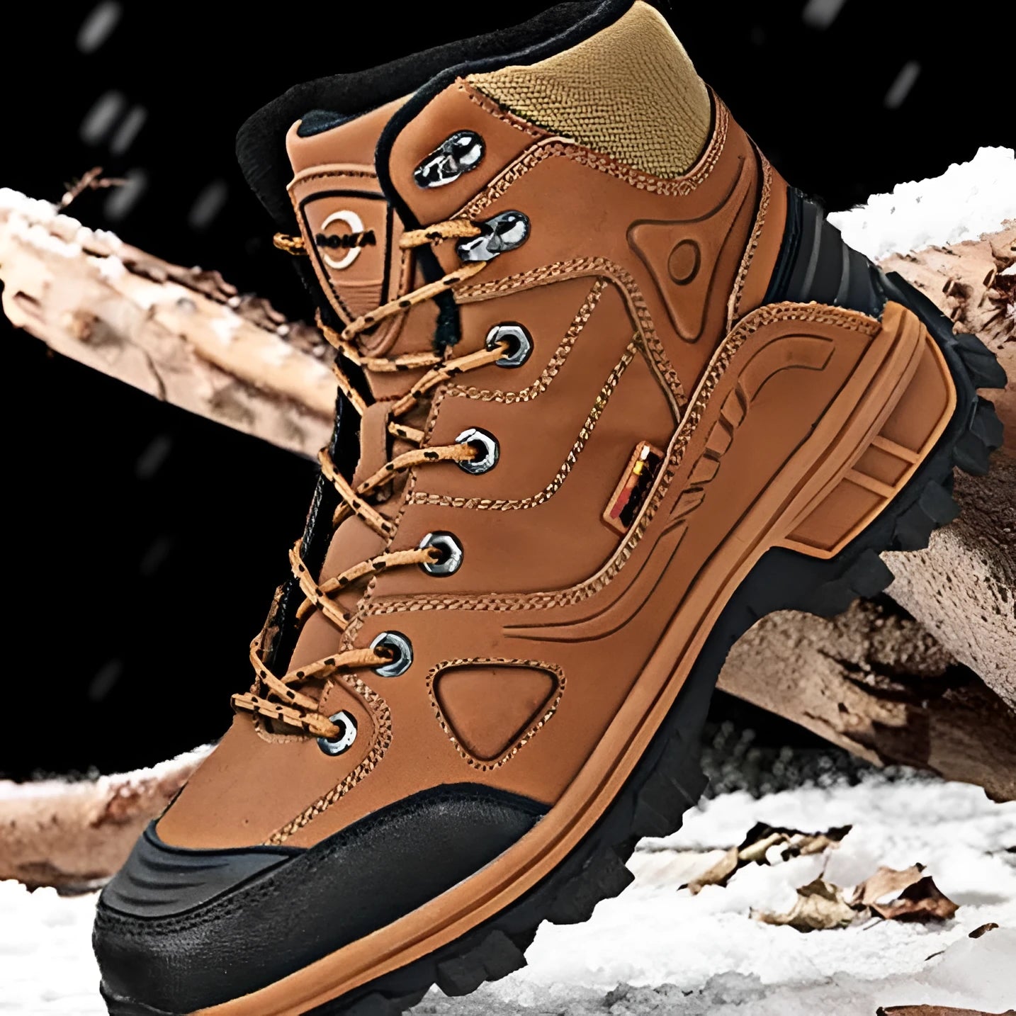 Men's winter thickened high-top snow boots in charcoal gray with fleece lining and lace-up closure
