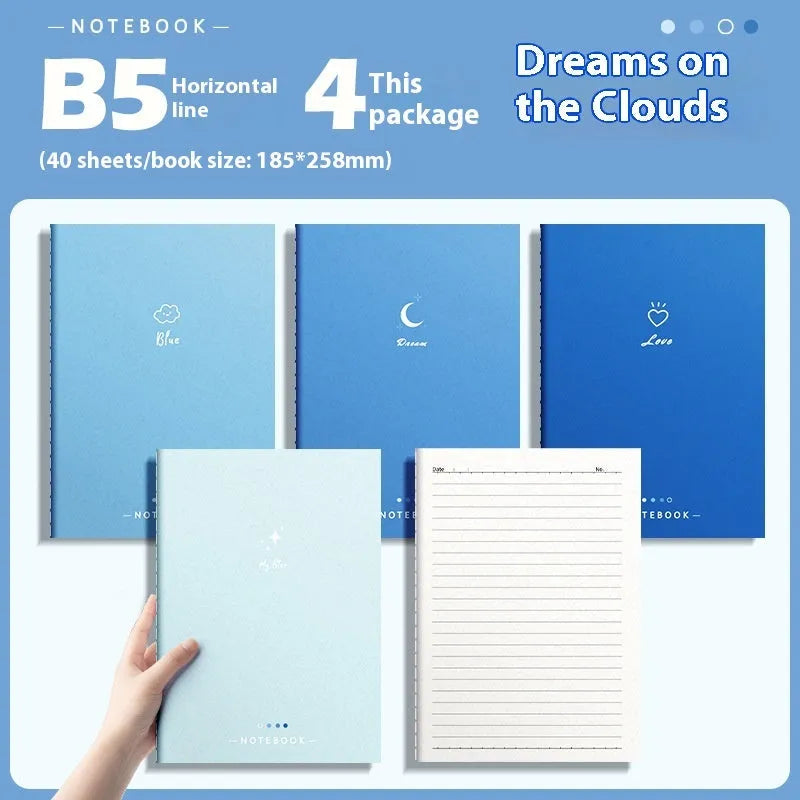 Pack of four gradient colour creative trend notebooks with 60 sheets of 75g wood-free paper each