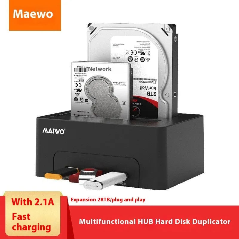 K3082 dual-disk hard disk dock for 2.5 and 3.5-inch SATA drives, ABS plastic housing