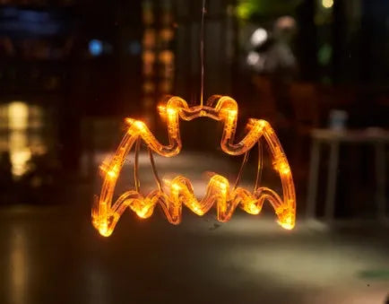 Halloween window hanging LED lights with spider, pumpkin, and ghost designs for holiday decoration