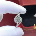 Silver geometric open-mouth women's ring with adjustable opening and synthetic moissanite stone