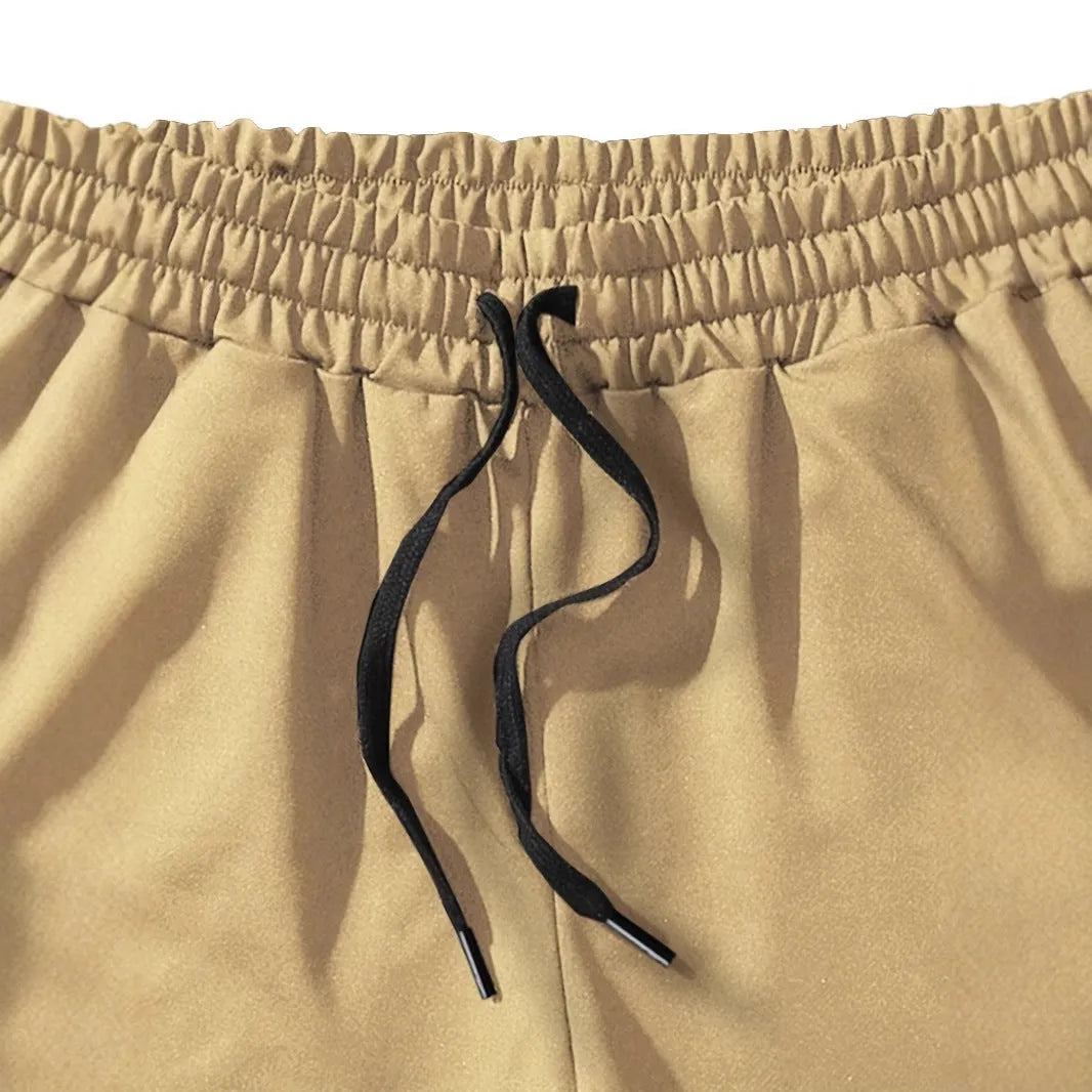 Men's khaki coconut print sports shorts with micro elasticity for summer athletic activities