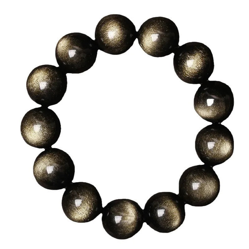 Hand-woven round obsidian bead bracelet on a wrist, showing ethnic style and multiple colour options.