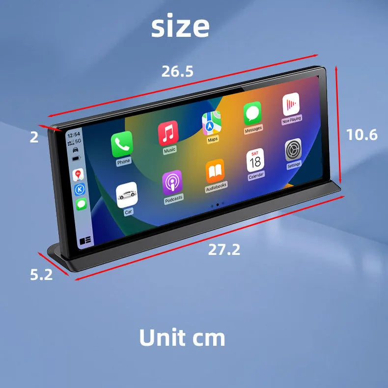 Black 11.3 inch centre console dashcam with 170 degree angle, GPS, Bluetooth and touch screen
