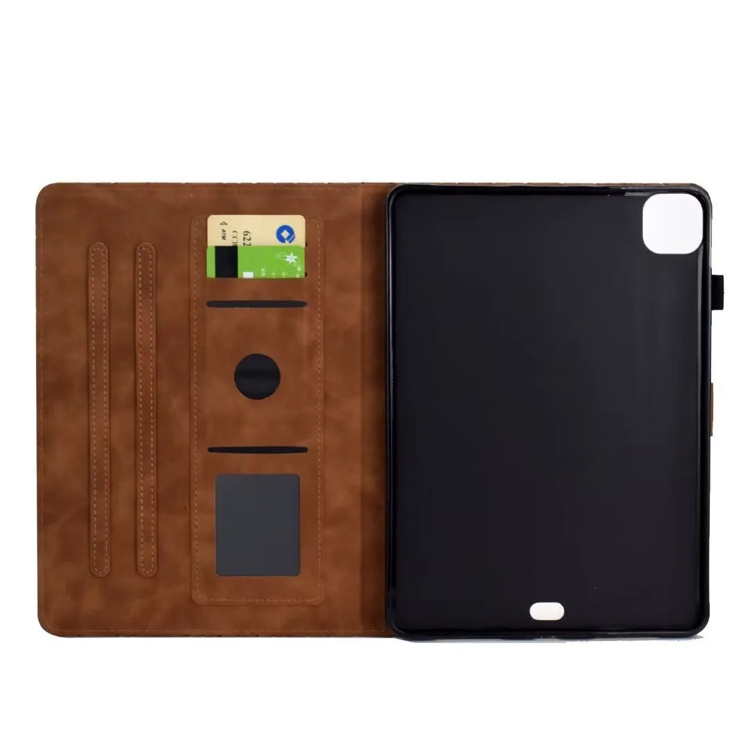 Leather iPad case with card holder for iPad Pro 11 and iPad Air 11 in diamond embossed pattern