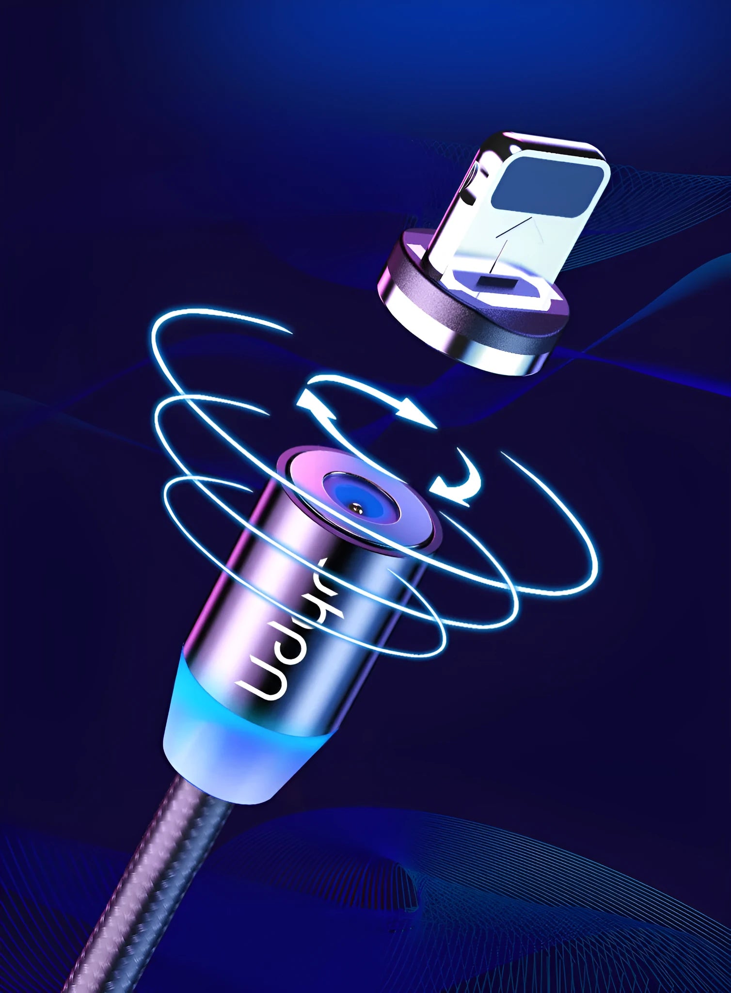 Magnetic USB charging cable with interchangeable Android, iPhone, and TYPE-C magnetic heads
