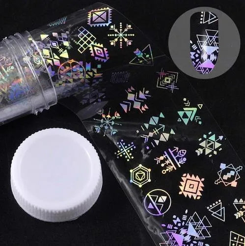 Roll of starry nail sticker paper, 1 metre long and 4 cm wide, with foil star patterns for nail art
