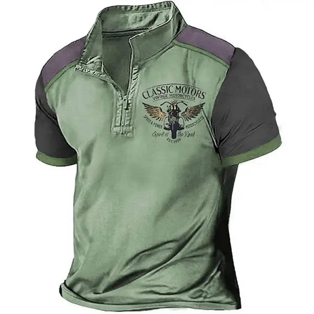 Men's loose fit solid colour golf polo shirt in textured bird eye cloth fabric.