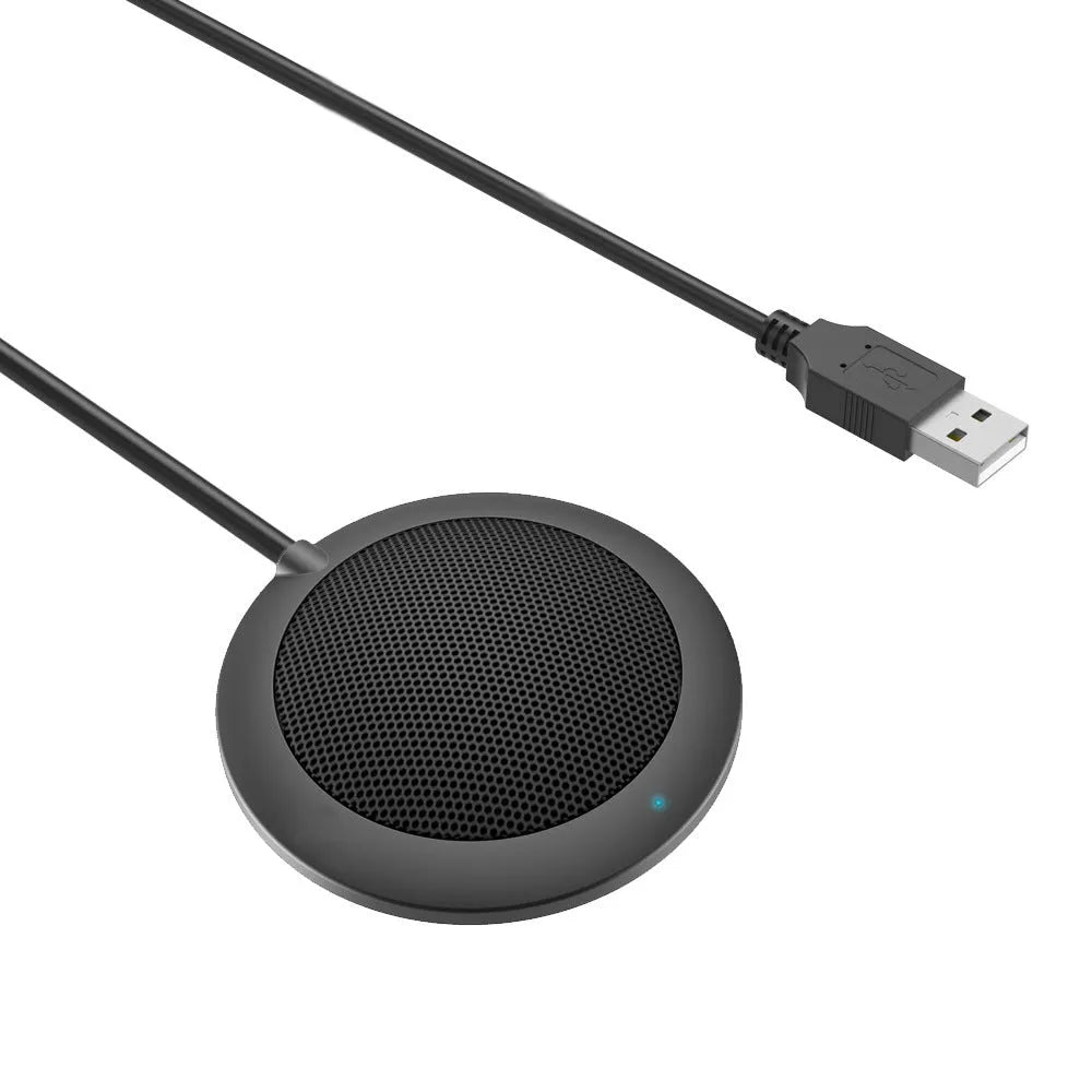 Black USB omnidirectional microphone with zinc alloy shell and metal mesh cover
