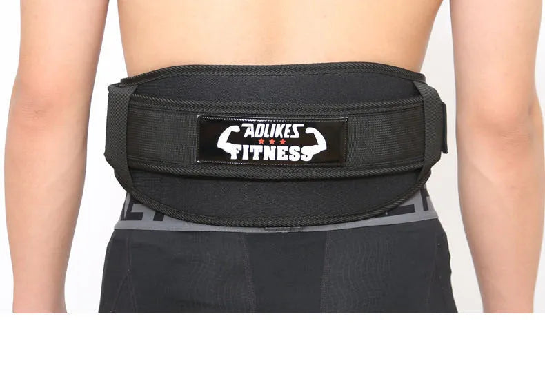 Nylon fitness weightlifting waistband for adults in black, red, or yellow.