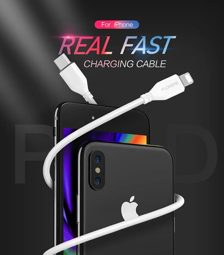 White nylon braided USB-C to Lightning charging cable, 1.8 metres long, shown coiled.