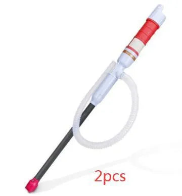 Blue manual hand pump for fuel transfer with suction tube
