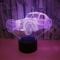 Car USB 3D night light classic car 3D lighting with seven colour modes and remote control on dashboard