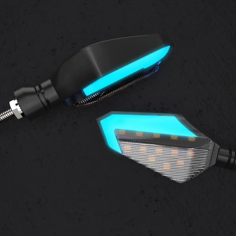 L16 Beast Spirit LED turn signal lamp for off-road motorcycle with hook-shaped daytime running light, yellow light, plastic and acrylic construction
