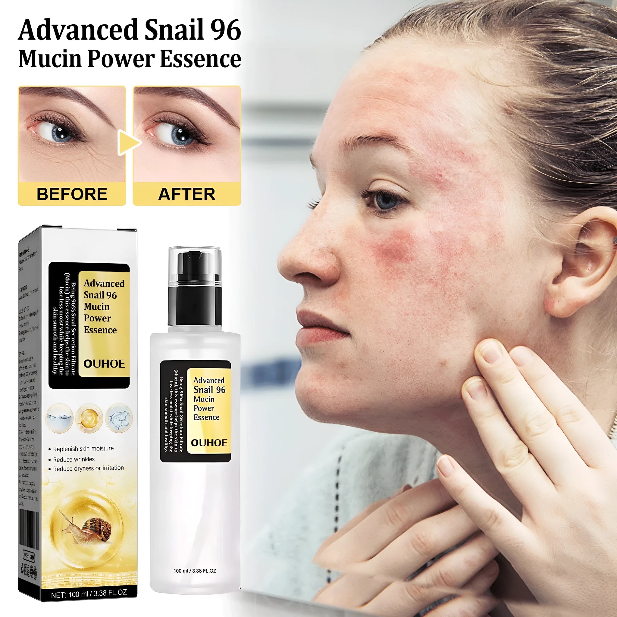 100ml bottle of snail collagen facial serum for hydrating and brightening skin
