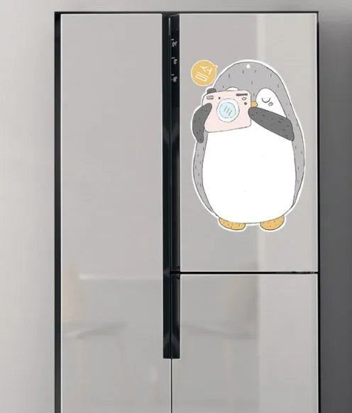 Penguin-themed Nordic style refrigerator message board measuring 45cm by 30cm with soft magnet backing