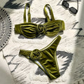 Women's 3D floral swimsuit with high elasticity in green with European/American style pattern