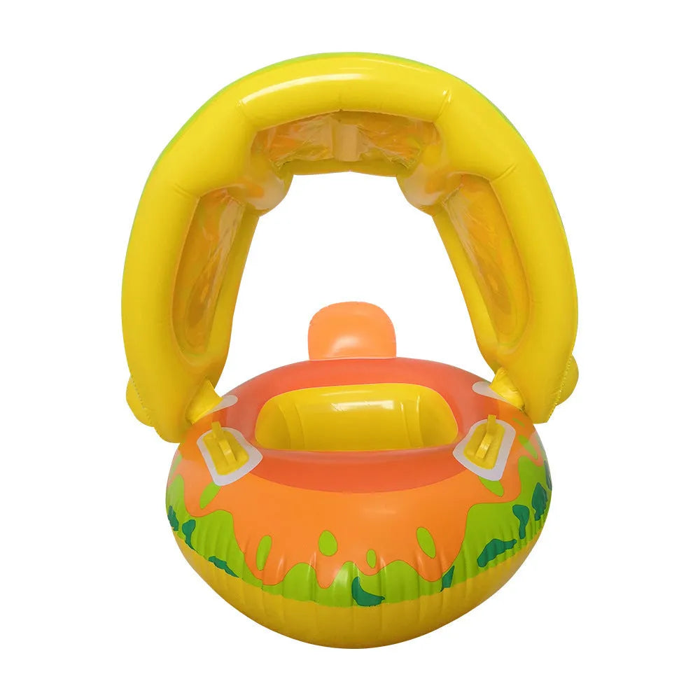 Children's inflatable swimming ring with detachable dinosaur canopy, PVC, 65x65x55cm