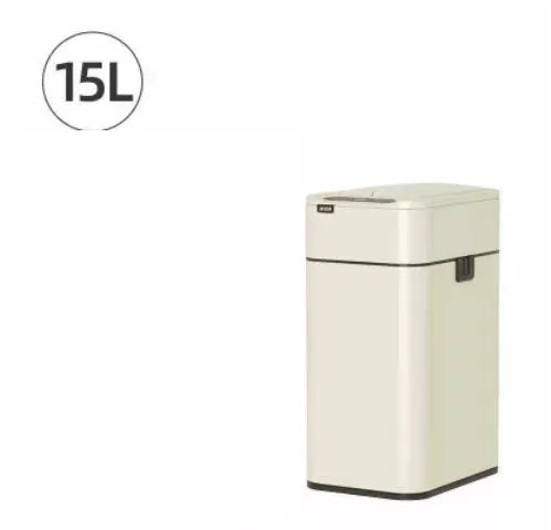 Stainless steel square inductive smart trash can with sensor lid and large capacity.