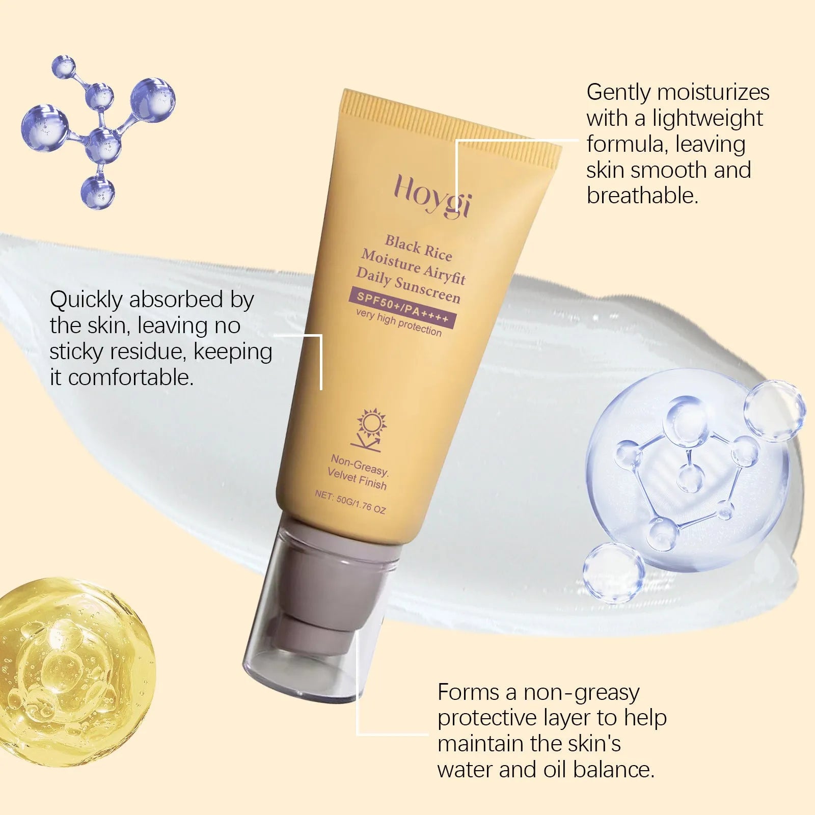 Tube of mild moisturizing protective cream 50g with titanium dioxide and hyaluronic acid