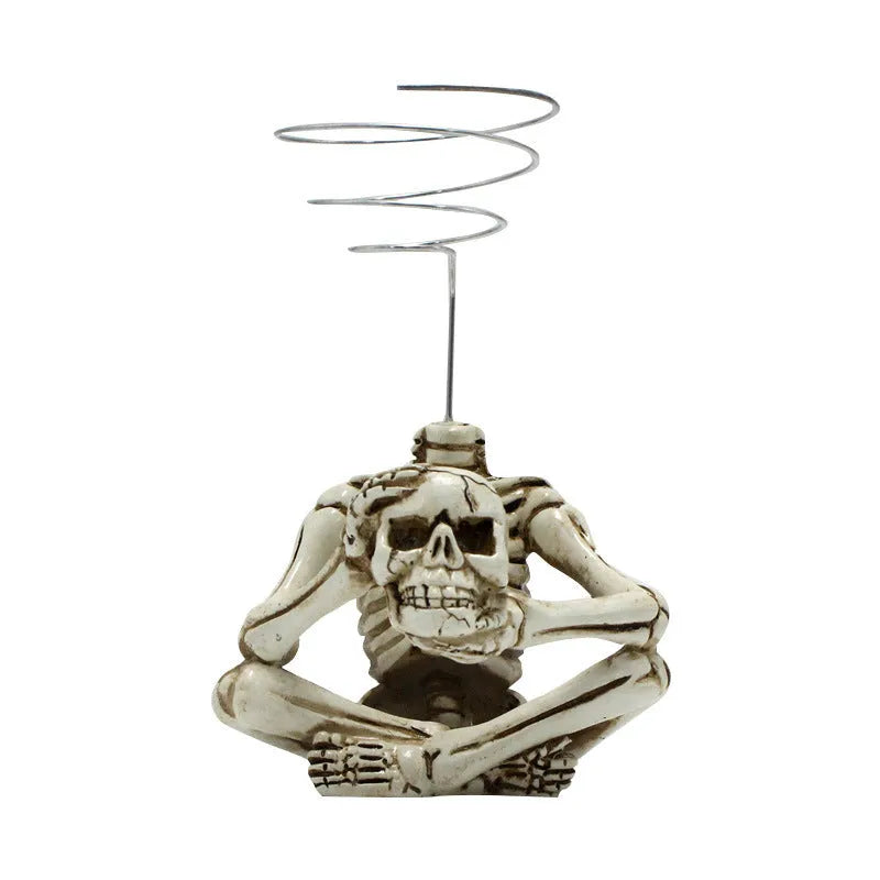 Skull design resin tillandsia bracket for soilless air plants with iron mounting base