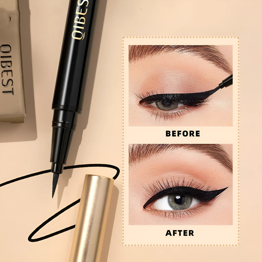 Black liquid eyeliner pen with matte finish and quick-drying formula