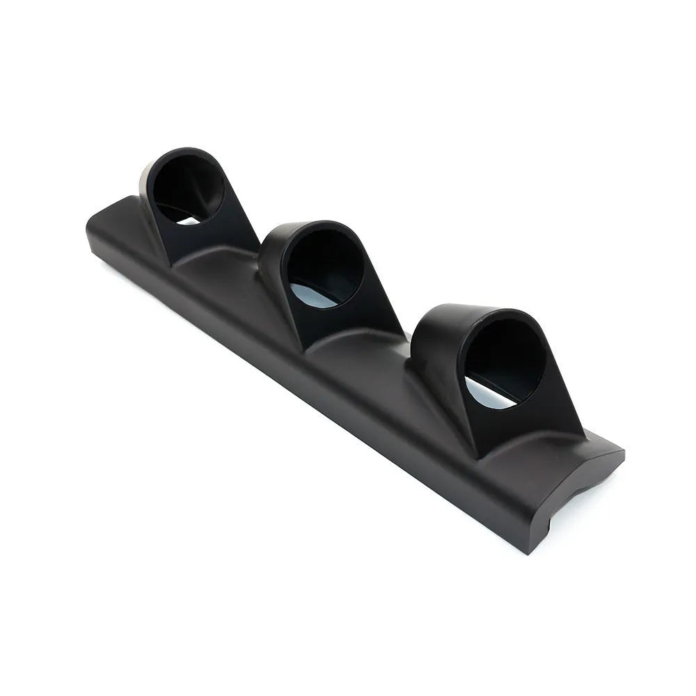 Black ABS plastic instrument frame with three holes for 52mm gauges, suited to right-hand drive car dashboards.