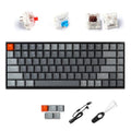 Grey 87-key mechanical keyboard with white backlight, plastic edge, USB Bluetooth Type-C connections