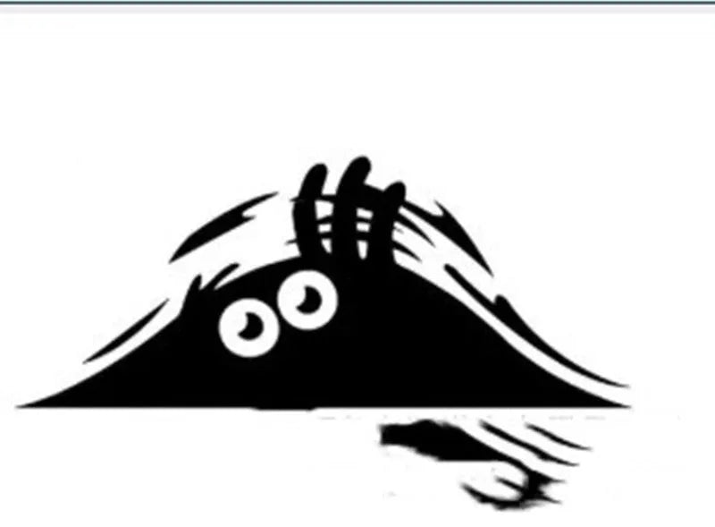 Cartoon peeking peep car sticker in black for scratch and dune cover PET material