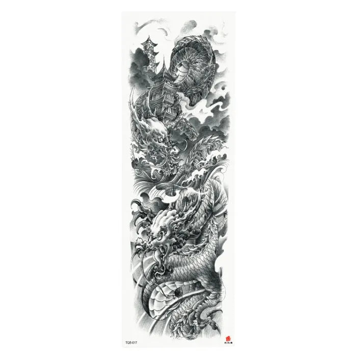 Full arm waterproof tattoo sticker 480x170mm with transfer process semi-manual production