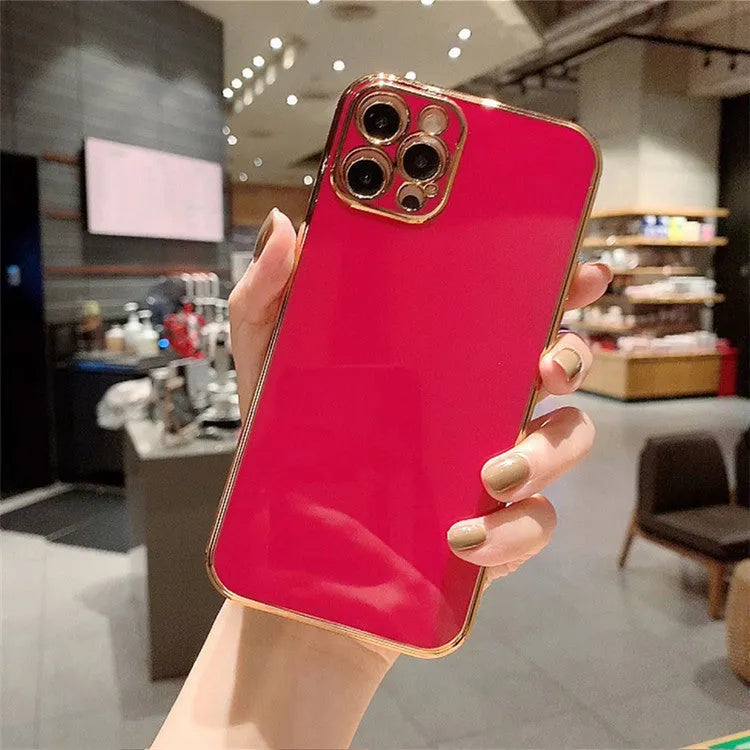Electroplated luxury phone case for iPhone 13 in solid colour with geometric graffiti design