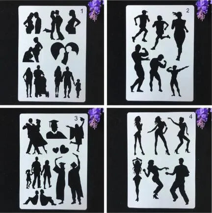 White plastic drawing stencil kit with reusable templates for art and craft designs
