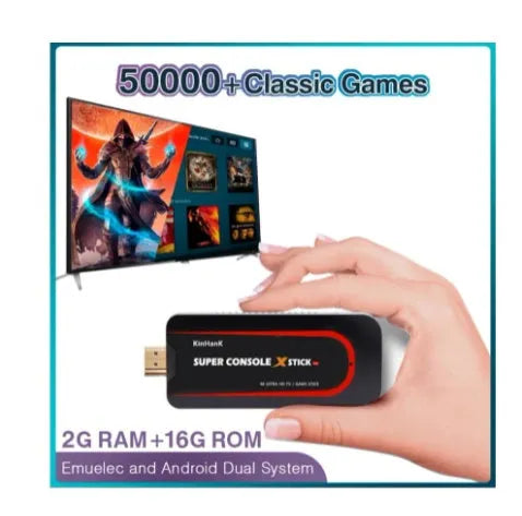 Super X 64-bit retro game console with HDMI port and dual controller support