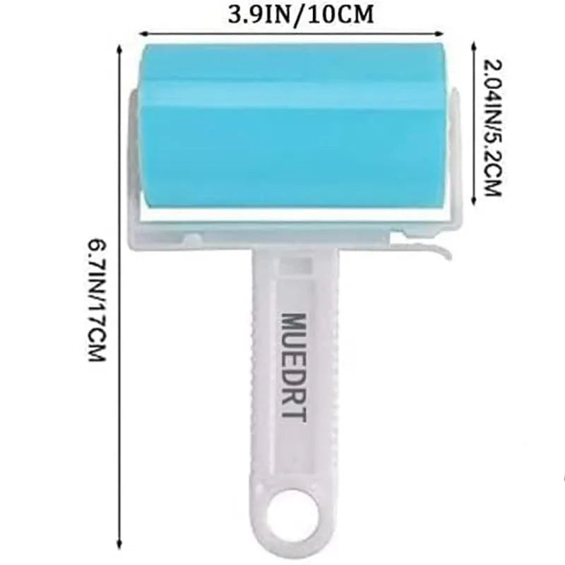 Reusable washable lint roller with protective cover for pet hair removal on fabrics