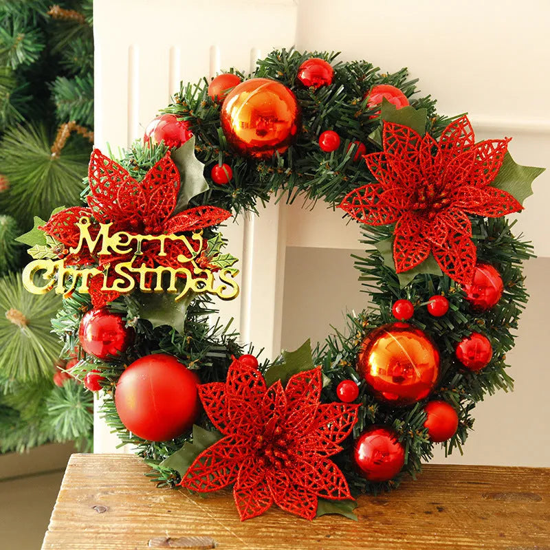30cm multicoloured plastic Christmas wreath for door and garden decoration