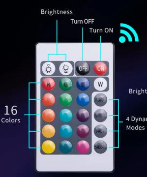 Small rectangular white LED aquarium light with remote control on a blue background.