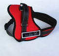 Dog reflective harness vest in black with adjustable chest and back straps, sizes S to XL