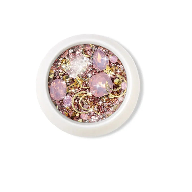 Set of metal nail art diamond and rivet sequins in six colours 89g