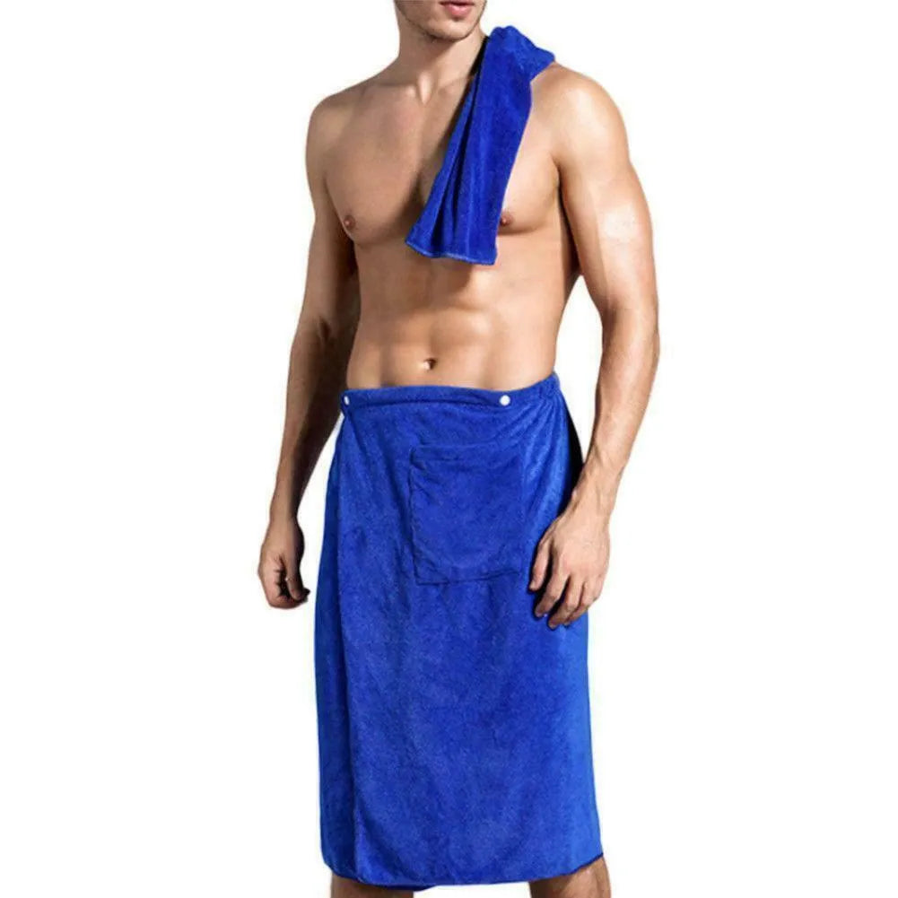 Men's quick-dry bath towel skirt in grey, 70x140cm, polyester blend