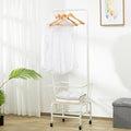 Single rod pulley clothes hanger in black or white with iron construction