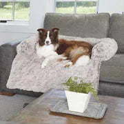 Grey indoor dog bed with Oxford fabric cover and foam filling, raised edges, size S 50x40x15 cm