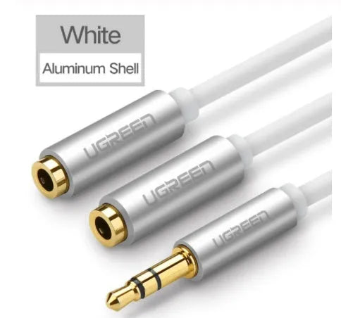 20cm replacement earphone cable with 3.5mm gold-plated connectors in black, grey or white colours