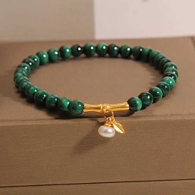White Crystal women's bracelet with bamboo pattern design on wrist