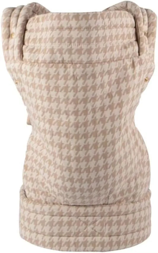 Baby multi-functional adjustable shoulder strap carrier in Champagne houndstooth colour on white background