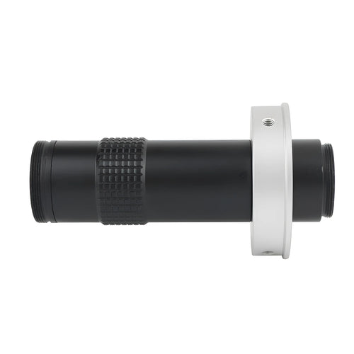 Black industrial camera monocular lens measuring 30mm diameter by 84mm length for 60-300mm working distance