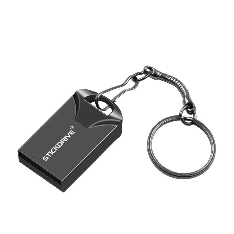 Metal car-shaped USB flash drive on a necklace chain, shown in black and silver colour options.