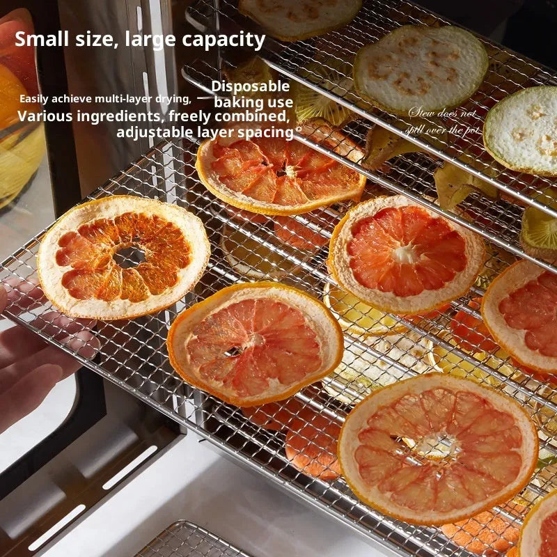 12-layer food dehydrator with stainless steel valve body, touch screen, and 19.5x28cm tray