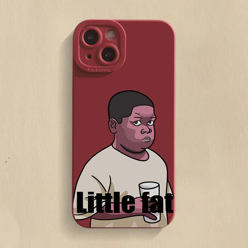 Funny Fat Man silicone phone case for iPhone with creative spoof design in wine red