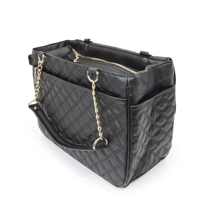 Portable PVC pet bag for Teddy pets, available in black and white, lightweight carrier for small dogs